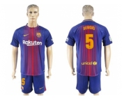 Barcelona #5 Sergio Home Soccer Club Jersey