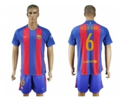 Barcelona #6 Aleix Vidal Home With Blue Shorts Soccer Club Jersey