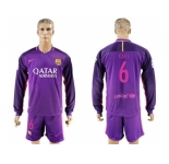 Barcelona #6 Xavi Away Long Sleeves Soccer Club Jersey