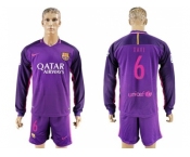 Barcelona #6 Xavi Away Long Sleeves Soccer Club Jersey