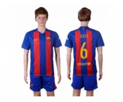 Barcelona #6 Xavi Home With Blue Shorts Soccer Club Jersey