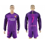 Barcelona #7 Arda Away Long Sleeves Soccer Club Jersey