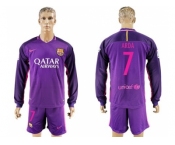 Barcelona #7 Arda Away Long Sleeves Soccer Club Jersey