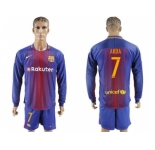 Barcelona #7 Arda Home Long Sleeves Soccer Club Jersey
