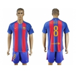 Barcelona #8 A.Iniesta Home With Blue Shorts Soccer Club Jerseys