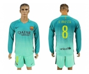 Barcelona #8 A.Iniesta Sec Away Long Sleeves Soccer Club Jersey