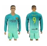 Barcelona #9 Suarez Sec Away Long Sleeves Soccer Club Jersey