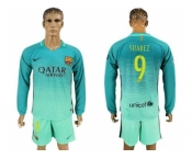 Barcelona #9 Suarez Sec Away Long Sleeves Soccer Club Jersey