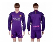 Barcelona Blank Away Long Sleeves Soccer Club Jersey