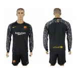 Barcelona Blank Black Goalkeeper Long Sleeves Soccer Club Jersey