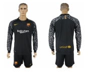Barcelona Blank Black Goalkeeper Long Sleeves Soccer Club Jersey