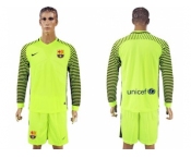 Barcelona Blank Green Goalkeeper Long Sleeves Soccer Club Jerseys