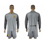 Barcelona Blank Grey Goalkeeper Long Sleeves Soccer Club Jersey