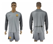 Barcelona Blank Grey Goalkeeper Long Sleeves Soccer Club Jersey