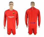 Barcelona Blank Red Goalkeeper Long Sleeves Soccer Club Jersey