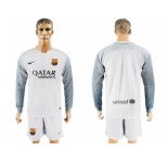 Barcelona Blank White Goalkeeper Long Sleeves Soccer Club Jersey