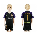 Barcelona #1 Ter Stegen Black Goalkeeper Kid Soccer Club Jersey