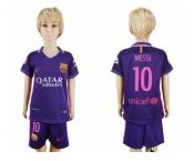 Barcelona #10 Messi Away Kid Soccer Club Jersey