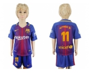 Barcelona #11 Neymar Jr Home Kid Soccer Club