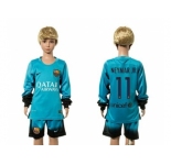 Barcelona #11 Neymar Jr SEC Away Long Sleeves Kid Soccer Club Jersey