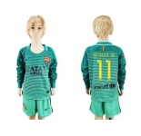 Barcelona #11 Neymar Jr Sec Away Long Sleeves Kid Soccer Club Jerse