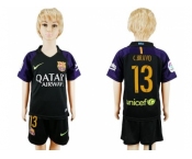 Barcelona #13 C.Bravo Black Goalkeeper Kid Soccer Club Jersey