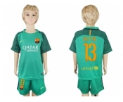 Barcelona #13 Cillesse Green Goalkeeper Kid Soccer Club Jersey