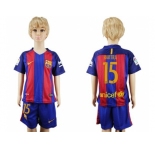 Barcelona #15 bartra Home Kid Soccer Club Jersey