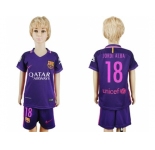 Barcelona #18 Jordi Alba Away Kid Soccer Club Jersey