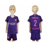 Barcelona #2 Douglas Away Kid Soccer Club Jersey