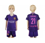 Barcelona #21 Adriano Away Kid Soccer Club Jersey