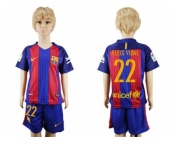 Barcelona #22 Aleix Vidal Home Kid Soccer Club Jersey