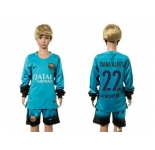 Barcelona #22 Dani Alves SEC Away Long Sleeves Kid Soccer Club Jersey