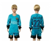 Barcelona #22 Dani Alves SEC Away Long Sleeves Kid Soccer Club Jersey