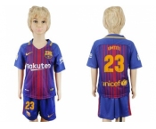 Barcelona #23 Umtiti Home Kid Soccer Club