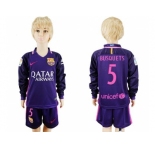 Barcelona #5 Busquets Away Long Sleeves Kid Soccer Club Jersey