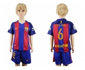 Barcelona #6 Aleix Vidal Home Kid Soccer Club Jersey