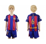 Barcelona #6 Xavi Home Kid Soccer Club Jersey