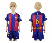 Barcelona #6 Xavi Home Kid Soccer Club Jersey