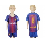 Barcelona #8 A.Iniesta Home Kid Soccer Club Jerse