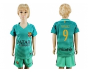 Barcelona #9 Suarez Sec Away Kid Soccer Club Jersey