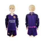 Barcelona Blank Away Long Sleeves Kid Soccer Club Jersey