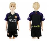 Barcelona Blank Black Goalkeeper Kid Soccer Club Jersey