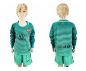Barcelona Blank Sec Away Long Sleeves Kid Soccer Club Jersey