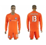 Chelsea #13 Courtois Orange Goalkeeper Long Sleeves Soccer Club Jersey