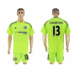 Chelsea #13 Courtois Shiny Green Goalkeeper Soccer Club Jersey