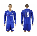 Chelsea #19 Diego Costa Home Long Sleeves Soccer Club Jersey