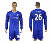 Chelsea #26 Terry Home Long Sleeves Soccer Club Jersey