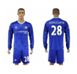 Chelsea #28 Azpilicueta Home Long Sleeves Soccer Club Jersey