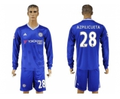 Chelsea #28 Azpilicueta Home Long Sleeves Soccer Club Jersey